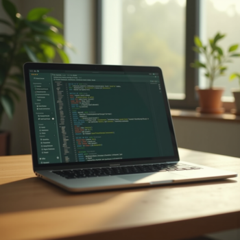 MacBook running three local AI agents on a wooden desk in warm afternoon light